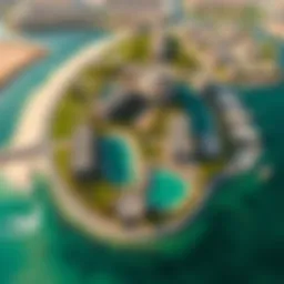 Aerial view of Al Hamra Falcon Island showcasing its unique layout and design