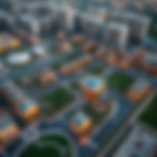 Aerial view showcasing the layout of Al Raha Gardens with nearby developments