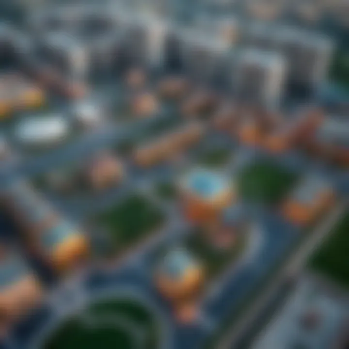 Aerial view showcasing the layout of Al Raha Gardens with nearby developments