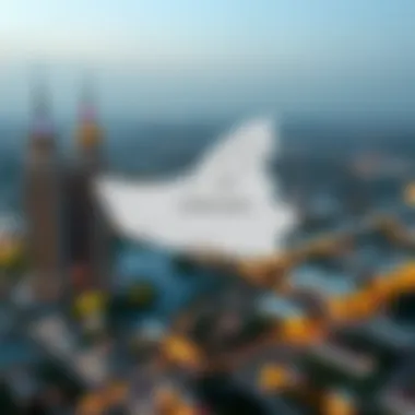 Map illustrating the strategic position of Al Raha Gardens in relation to key locations in Abu Dhabi