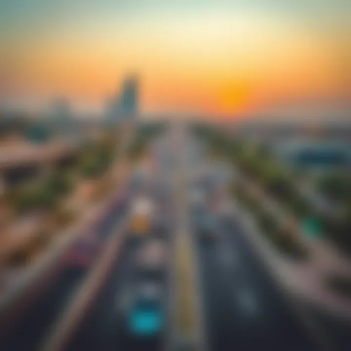 Visual representation of transportation links connecting Al Raha Gardens to Abu Dhabi