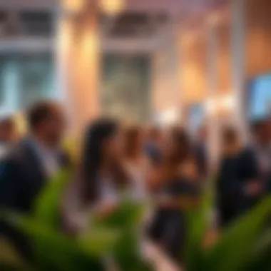 Networking in Real Estate: Building Connections in the UAE Market A vibrant real estate market event with industry professionals networking