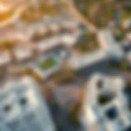 Aerial view of Arjan showcasing its modern architecture and green spaces