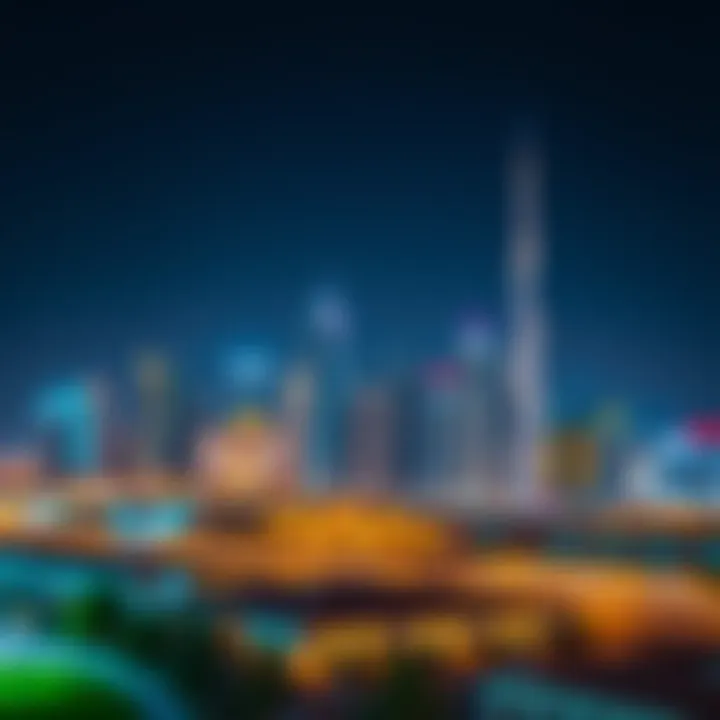 Nighttime skyline of Arjan illuminated, symbolizing urban vibrancy