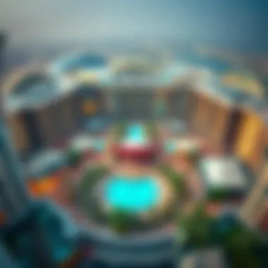Aerial View of Bay Square Dubai Aerial view highlighting the layout and greenery of Bay Square