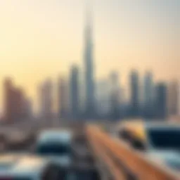 Stylized graphic of Dubai skyline