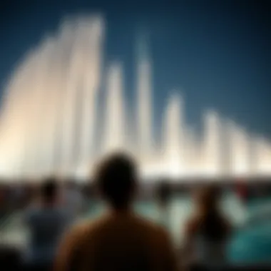 Audience Experience During the Fountain Show Crowd enjoying the fountain show in Dubai