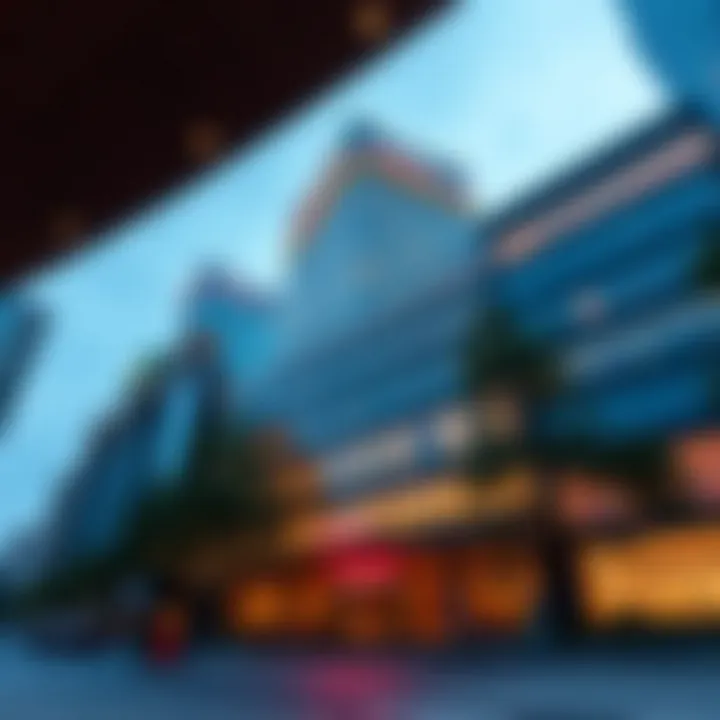 Architectural Marvel of Century 21 Building Panoramic view of the Century 21 Building showcasing its unique architectural design