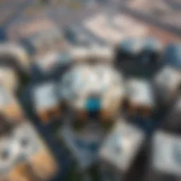 Aerial view of Dana Plaza Khalidiya showcasing its architectural beauty and layout