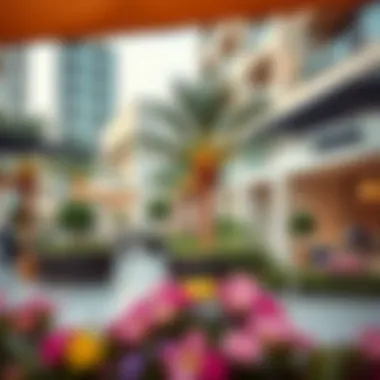 Vibrant lifestyle amenities available in Dana Plaza Khalidiya, including parks and retail spaces