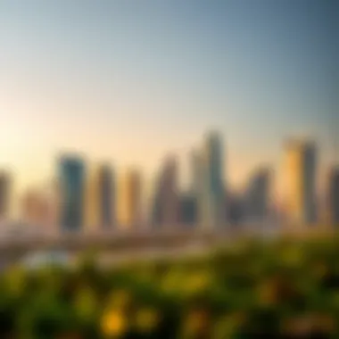 Dubai Skyline with Dar Al Mehairi Projects Stunning skyline of Dubai featuring Dar Al Mehairi projects