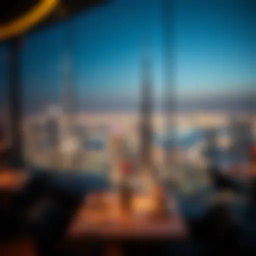 Stunning view from the Burj Khalifa dining area showcasing Dubai's skyline