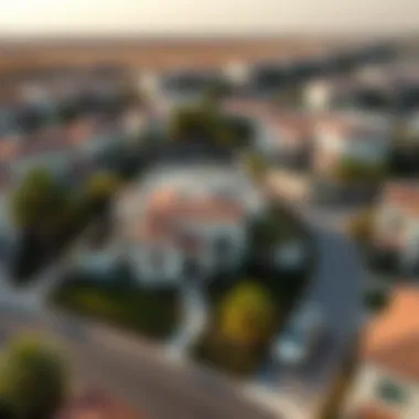Aerial View of Dubai's Villa Community Aerial view of Dubai's villa community highlighting landscaping