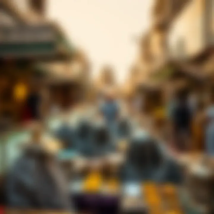 A panoramic view of Dubai's bustling gold and silver souk, capturing the essence of trading.