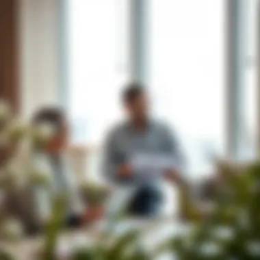 Client Consultation: Navigating Real Estate Options A client reviewing real estate options with a knowledgeable agent