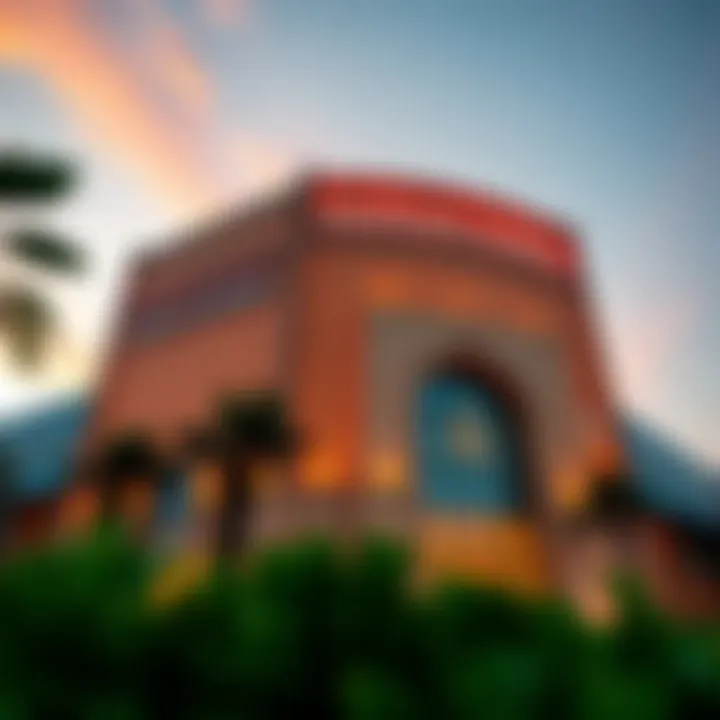 Nation Tower Mall Facade at Dusk Exterior view of Nation Tower Mall at sunset, emphasizing its striking facade