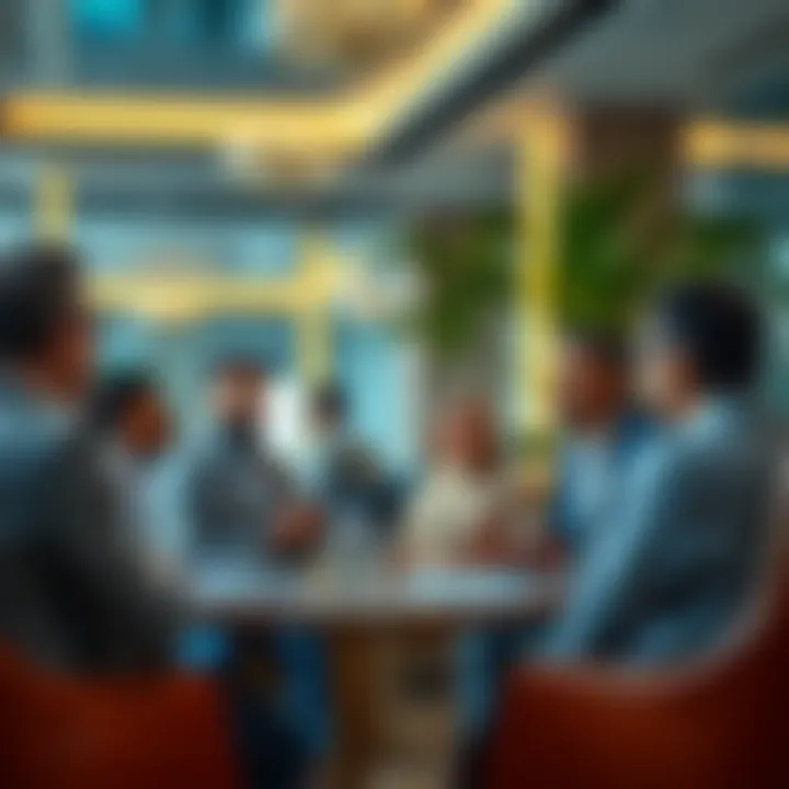 Diverse Clientele in Property Discussions Diverse clientele engaged in property discussions