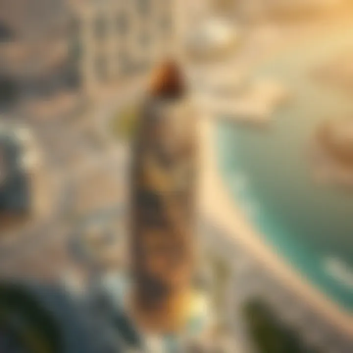 Aerial view of Al Owais Business Tower showcasing its unique architectural design