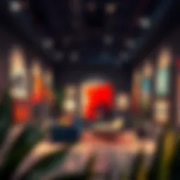 A vibrant gallery showcasing contemporary art pieces