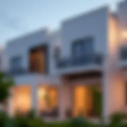 Elegant facade of Arabella Townhouses showcasing modern architecture