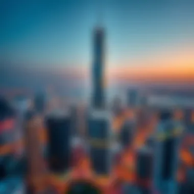 Aerial view showcasing the 52 42 Tower amidst Dubai's skyline