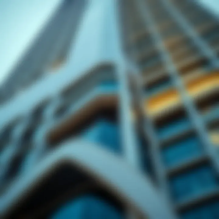 Architectural close-up highlighting the unique design elements of the 52 42 Tower