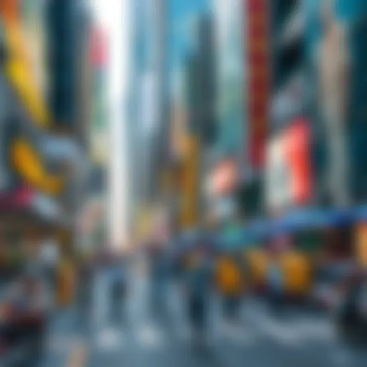 Dynamic urban environment with bustling activities in Dubai's core