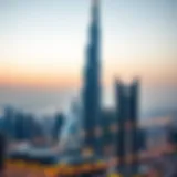 A stunning view of the Burj Khalifa towering over Downtown Dubai