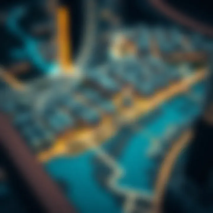 Digital map showcasing properties in Dubai.