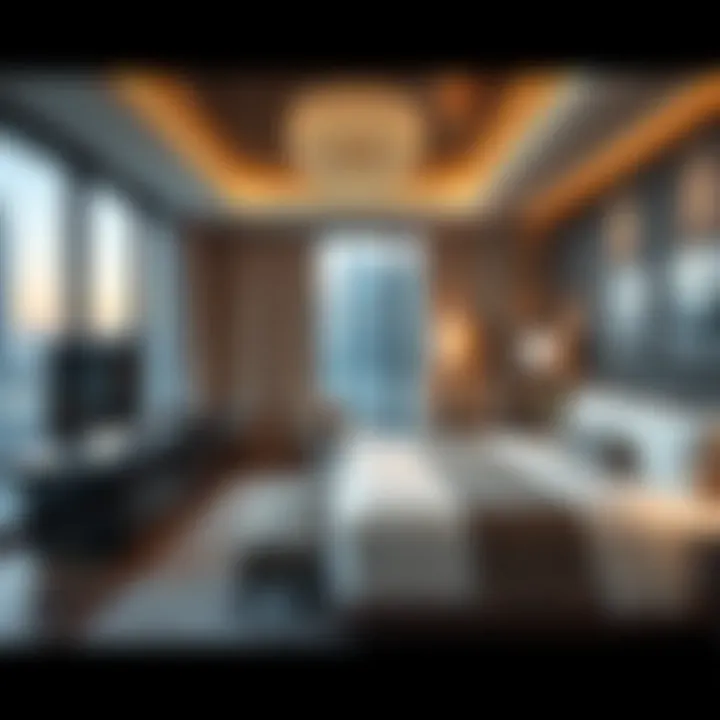 Luxurious Accommodation in Dubai Park A luxurious hotel room in Dubai Park showcasing modern design and elegance