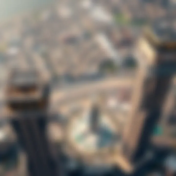 Aerial view showcasing Dunya Tower's strategic location in Dubai