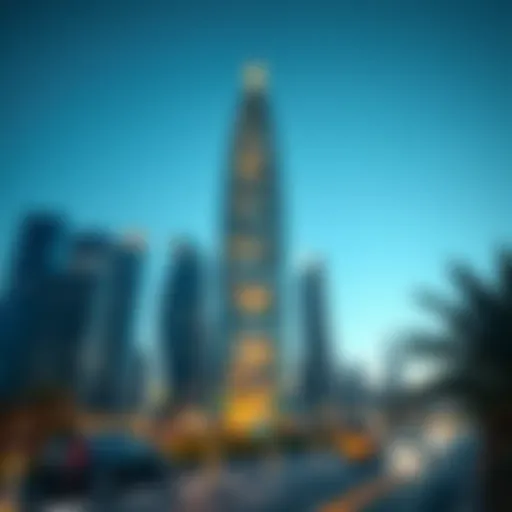 Architectural Marvel of Dunya Tower Dunya Tower's striking architectural design against the Dubai skyline