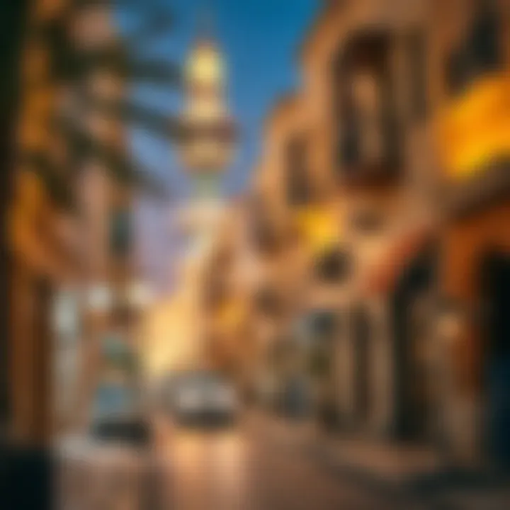 Vibrant streets of حي الياسمين showcasing local architecture