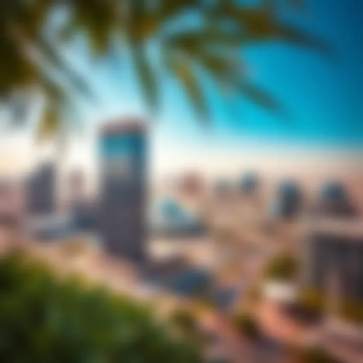 HDS Business Center within the JLT Landscape Panoramic view of JLT with HDS Business Center as a focal point