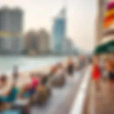 Vibrant beachfront promenade bustling with activity and leisure