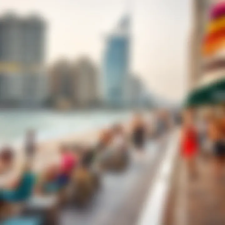 Vibrant beachfront promenade bustling with activity and leisure