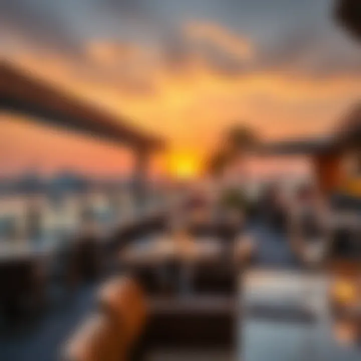 Diverse dining options along the JBR waterfront with stunning sunset views