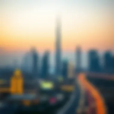 Stunning skyline of Dubai at dusk