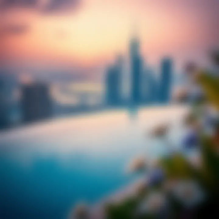 Infinity Pool with Dubai Skyline Infinity pool with breathtaking views of the Dubai skyline