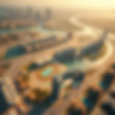 Strategic Location of Omniyat One Business Bay Aerial view of the Business Bay area highlighting its strategic location