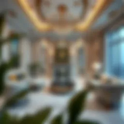 Luxurious palace living room layout