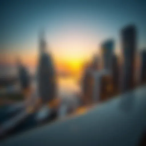 Stunning view of Dubai Marina at sunset