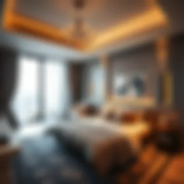 Interior of a stylish room for rent in Satwa