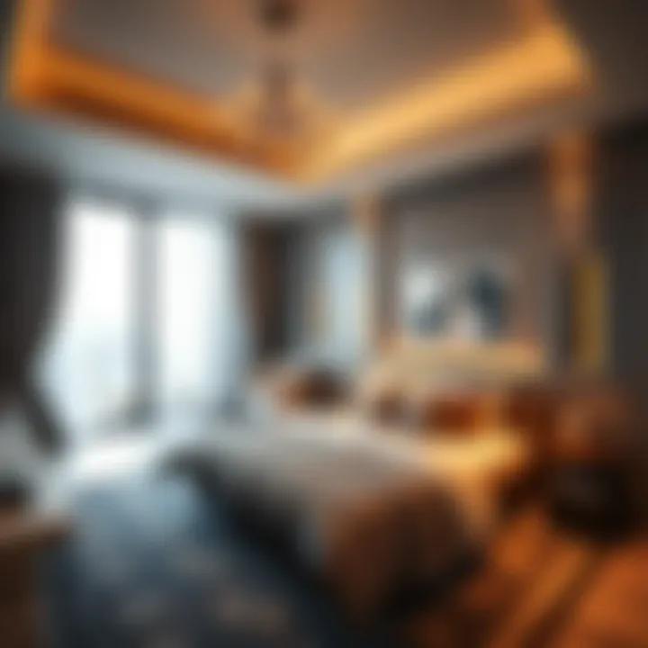 Interior of a stylish room for rent in Satwa