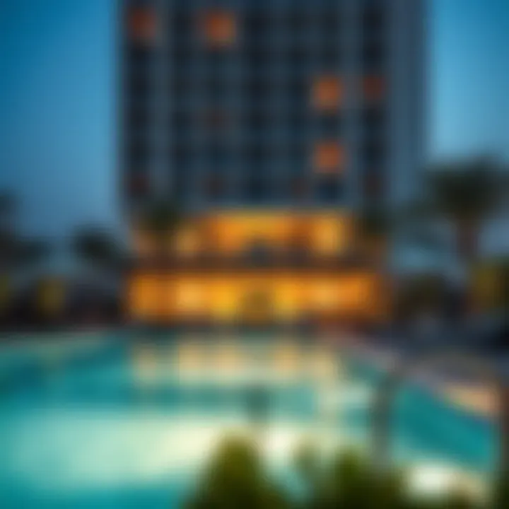 Outdoor swimming pool at a serviced apartment complex