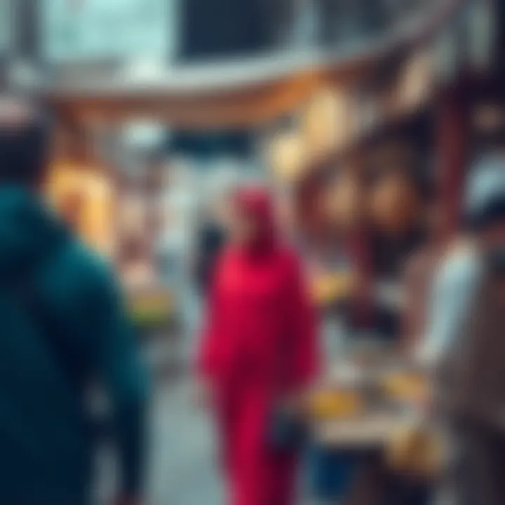A vibrant market scene in الشارقة مويلح illustrating local culture