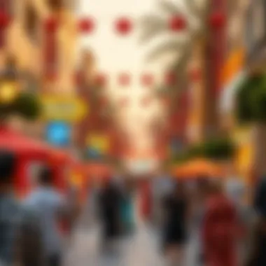 A vibrant scene of the cultural events held along Sheikh Rashid Street