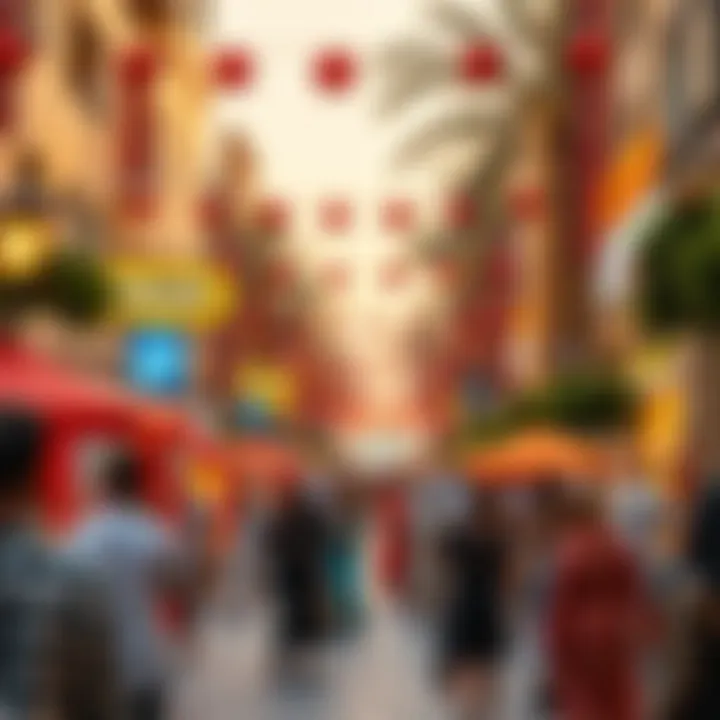 A vibrant scene of the cultural events held along Sheikh Rashid Street