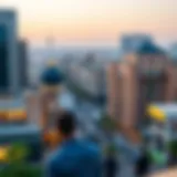 A panoramic view of Sheikh Rashid Street showcasing modern architecture and historical landmarks