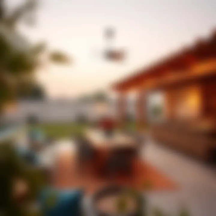 Stylish outdoor entertaining area at a farmhouse